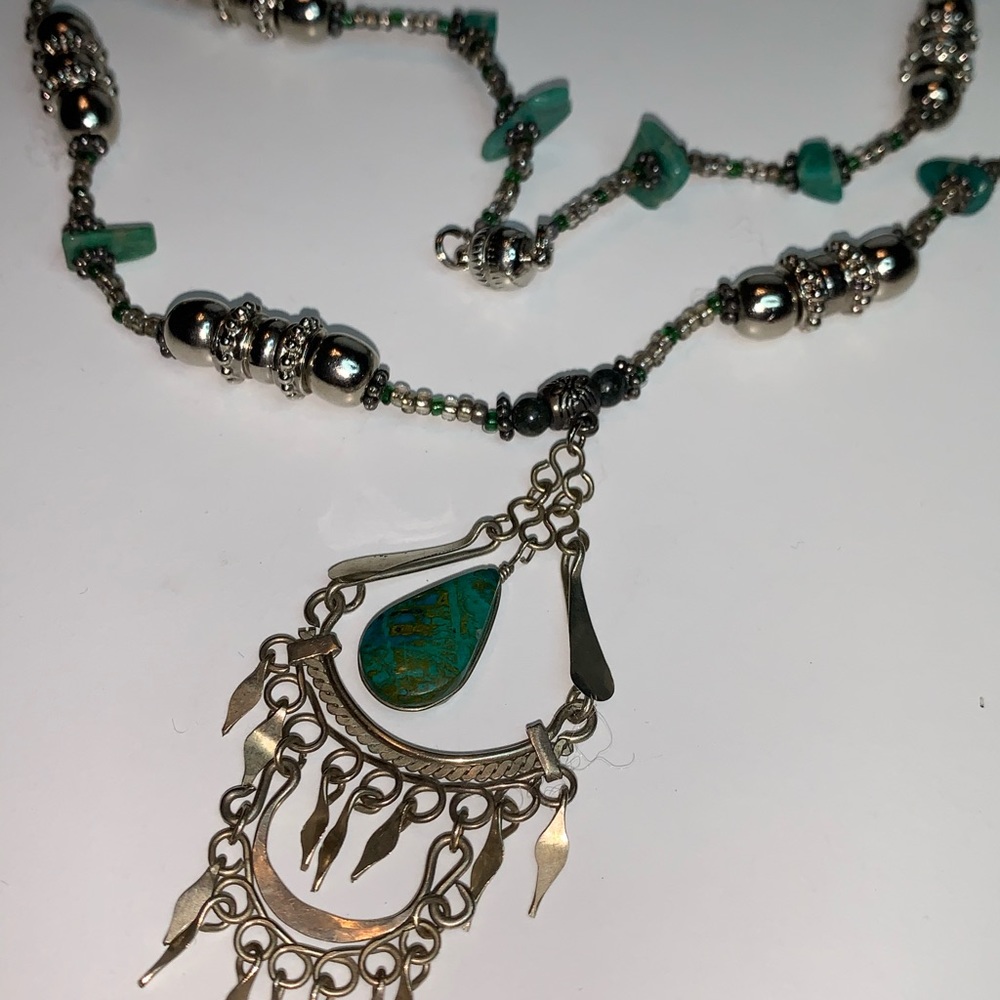 Malachite and Tibetan silver necklace. - Picture 8 of 8